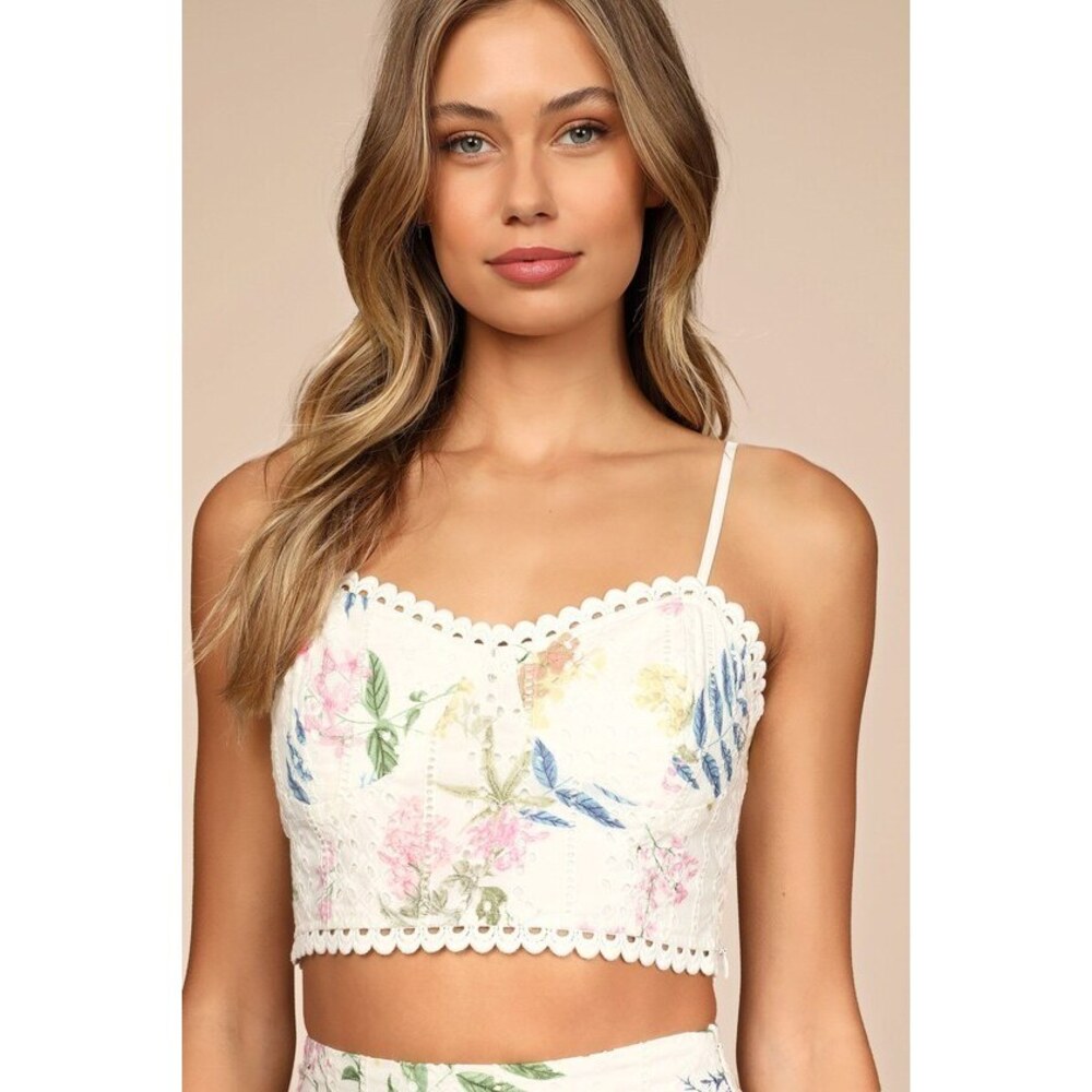 Lulus Sweet At Heart White Floral Embroidered Two-piece Midi Dress - Size S